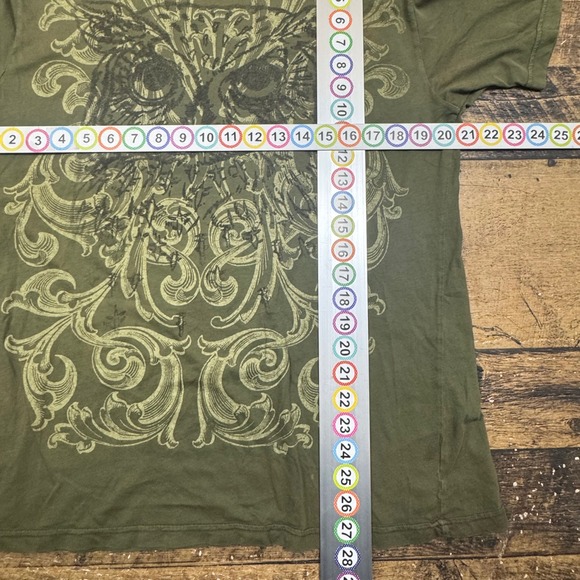 XLARGE Mens Graphic T Shirt Owl Vintage Style Short‎ Sleeve Green Large - Picture 5 of 8